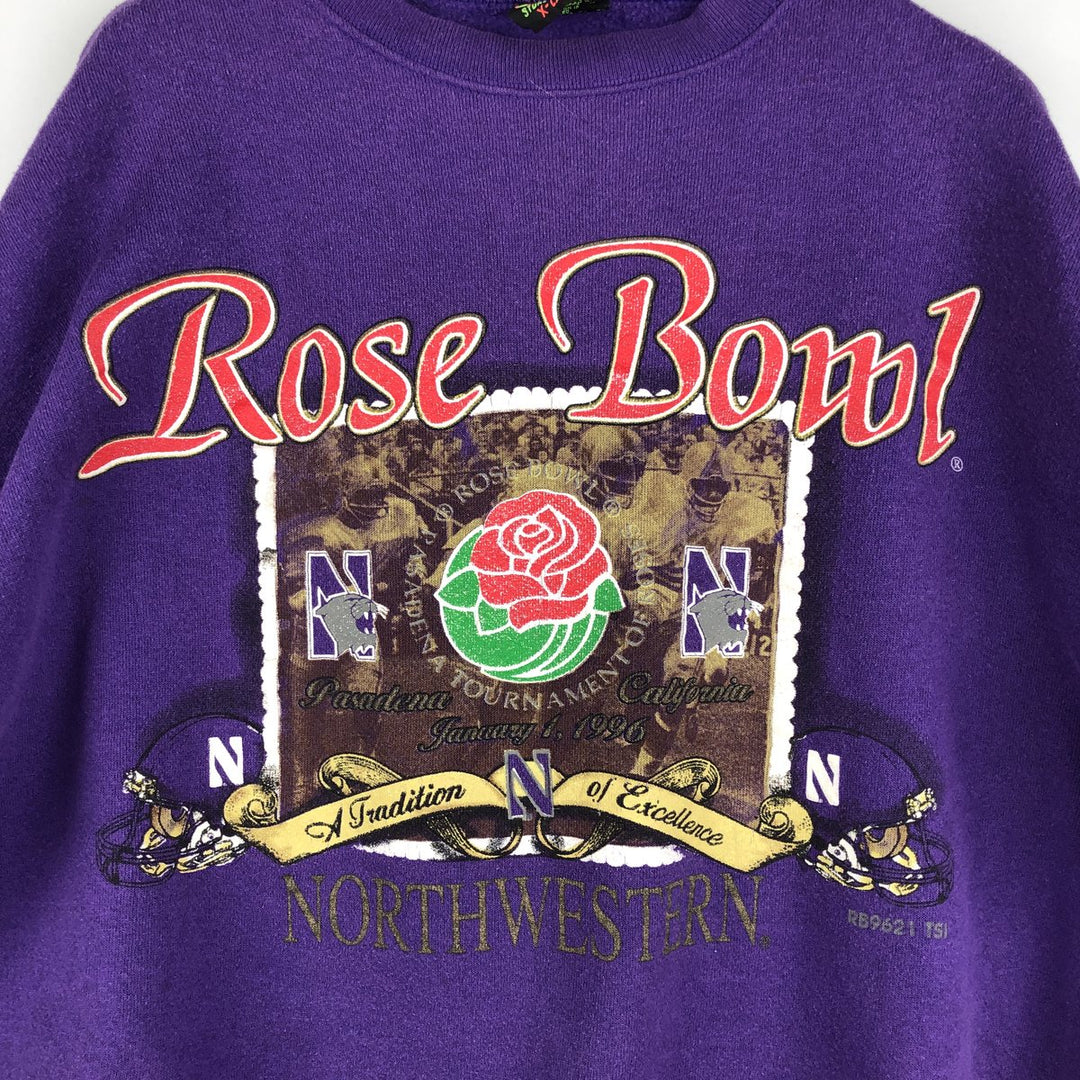 90'S TSI STURDY WEIGHT Rose Bowl 3-Print College Sweatshirt, Made in USA, Men's Size XL cotton purple type Vintage Second Hand