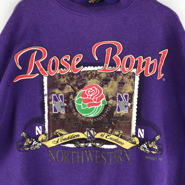 90'S TSI STURDY WEIGHT Rose Bowl 3-Print College Sweatshirt, Made in USA, Men's Size XL cotton purple type Vintage Second Hand