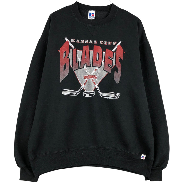 Vintage 90'S Russell ATHLETIC college sweatshirt, made in the USA, size XL, men's cotton black type Vintage Second Hand