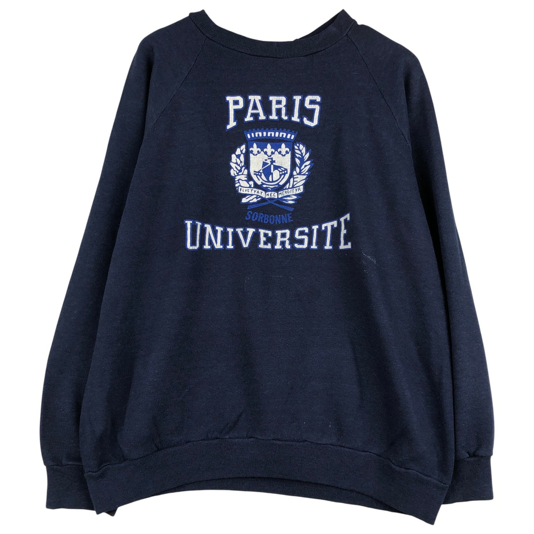 Triple Print College Sweatshirt, Men's Size L acrylic navy blue type Vintage Second Hand