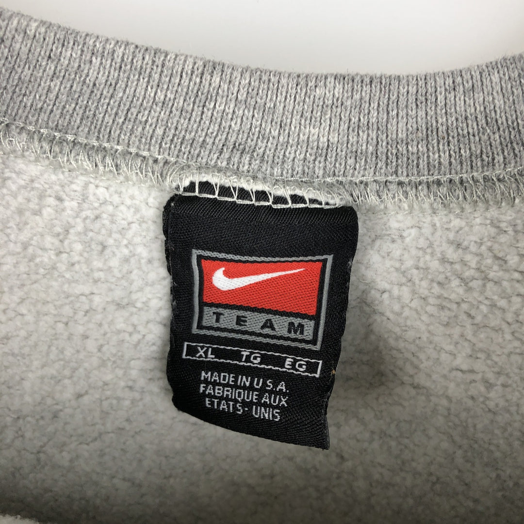 90s-00'S Nike Team College Sweatshirt, Made in USA, Men's Size XL cotton gray type Vintage Second Hand