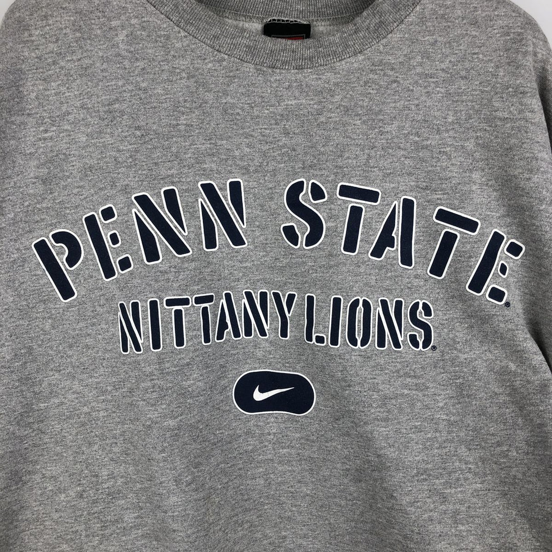 90s-00'S Nike Team College Sweatshirt, Made in USA, Men's Size XL cotton gray type Vintage Second Hand