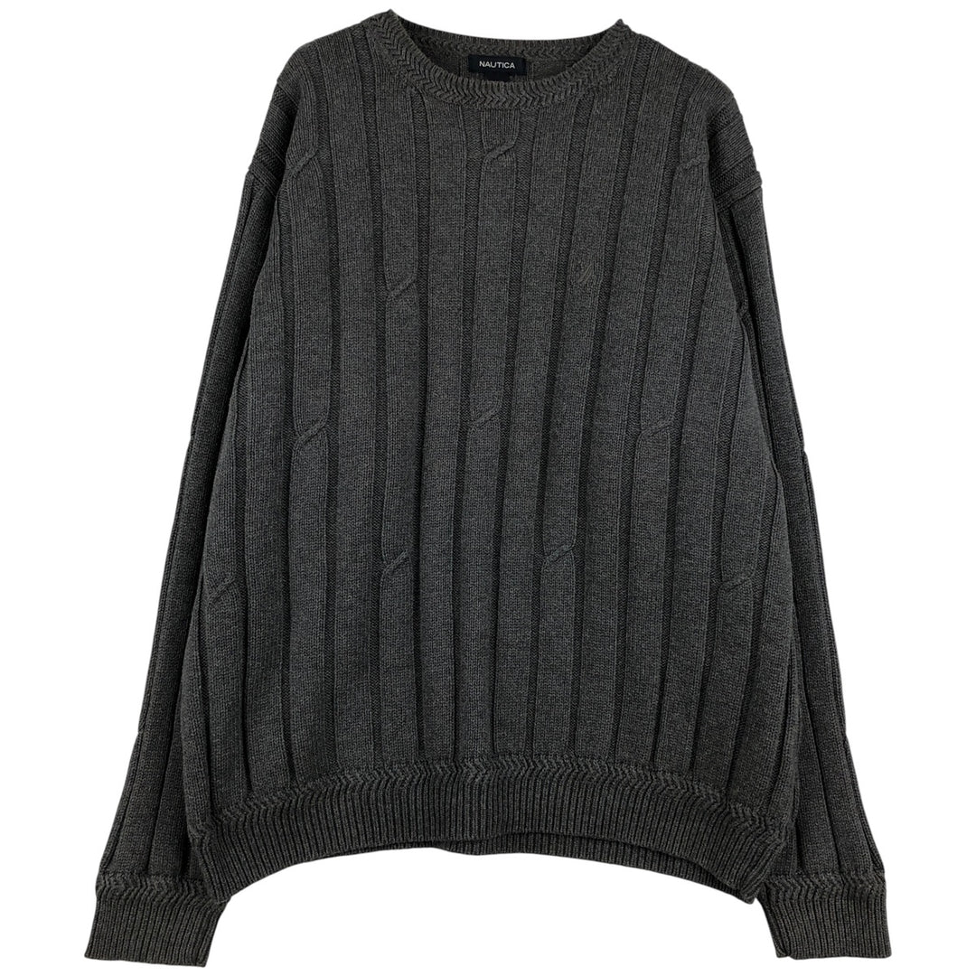 NAUTICA Cotton Knit Sweater, Men's Size XL cotton Charcoal Vintage Second Hand