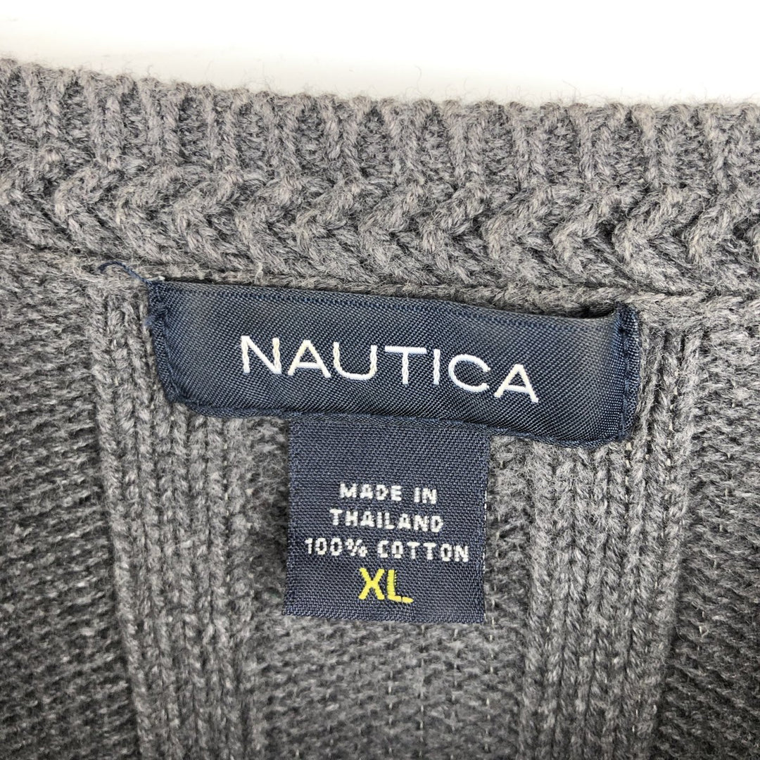 NAUTICA Cotton Knit Sweater, Men's Size XL cotton Charcoal Vintage Second Hand