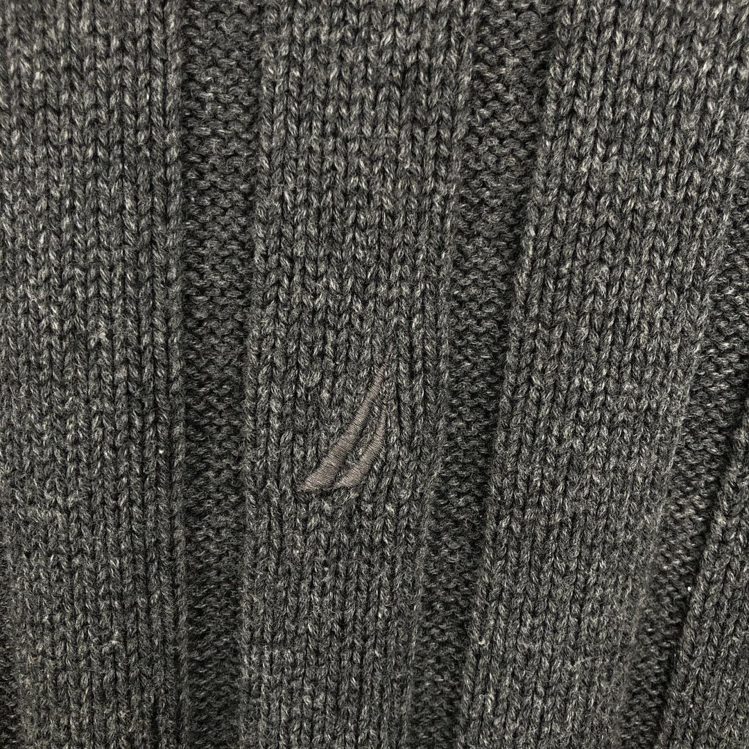 NAUTICA Cotton Knit Sweater, Men's Size XL cotton Charcoal Vintage Second Hand