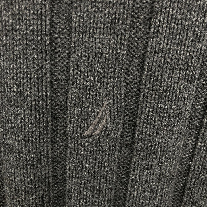 NAUTICA Cotton Knit Sweater, Men's Size XL cotton Charcoal Vintage Second Hand