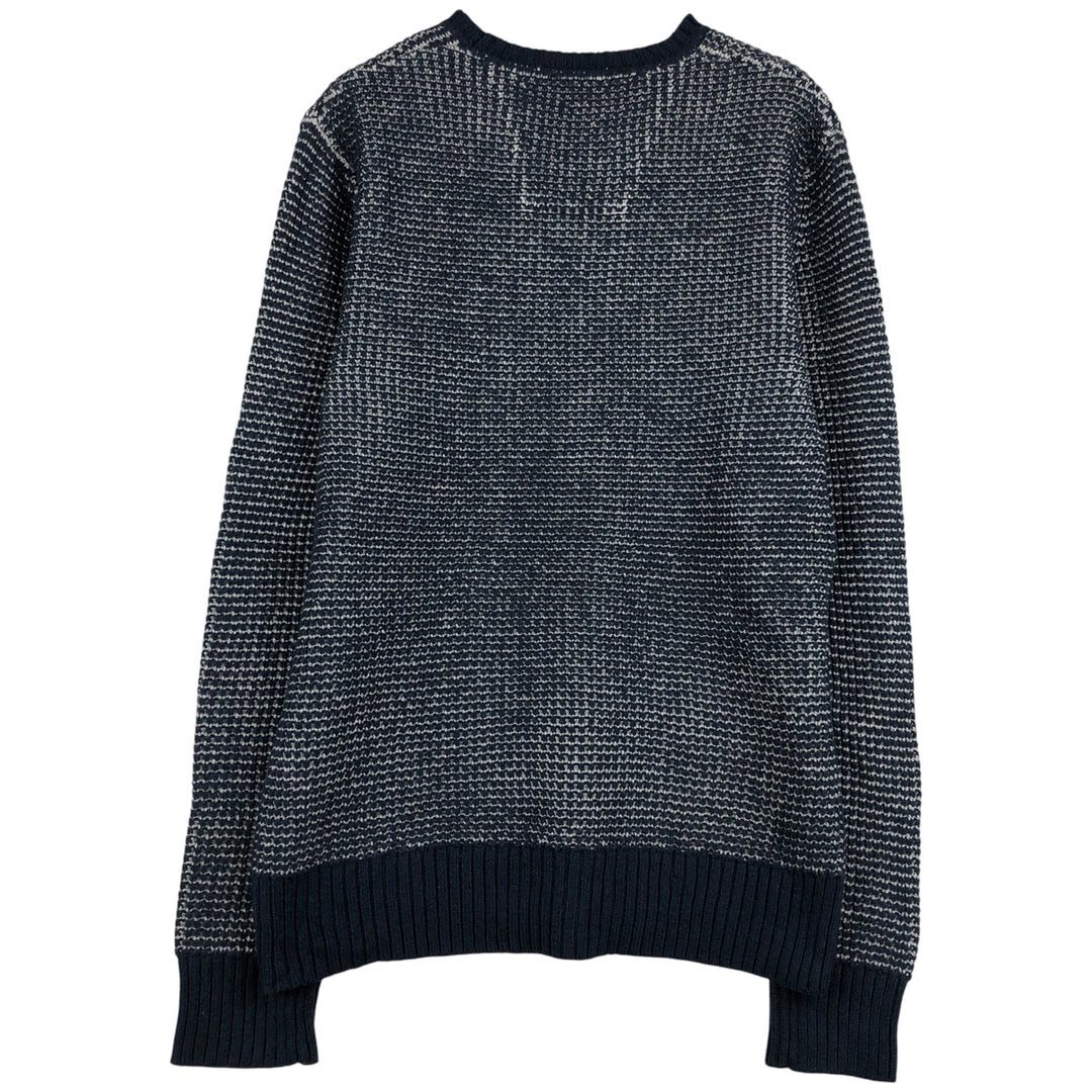 NAUTICA all-over print cotton knit sweater, men's size L cotton navy blue type Vintage Second Hand
