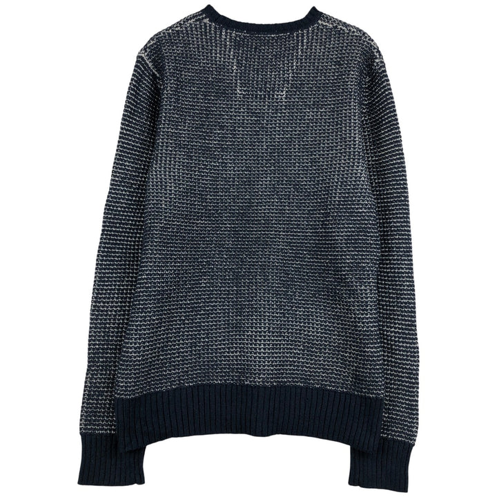 NAUTICA all-over print cotton knit sweater, men's size L cotton navy blue type Vintage Second Hand