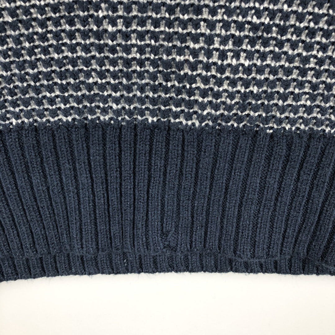 NAUTICA all-over print cotton knit sweater, men's size L cotton navy blue type Vintage Second Hand