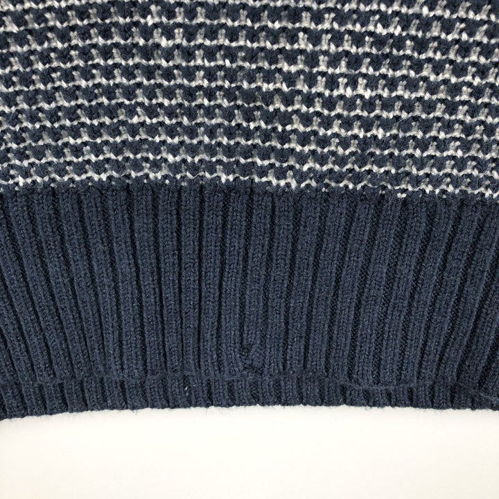 NAUTICA all-over print cotton knit sweater, men's size L cotton navy blue type Vintage Second Hand