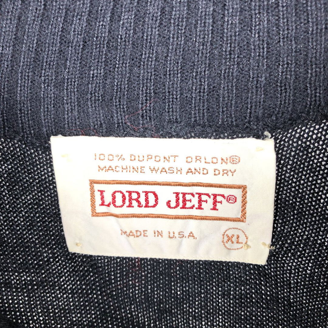 LORD JEFF High-Neck Acrylic Knit Sweater, Made in USA, Men's Size XL, Vintage Orlon black type Vintage Second Hand