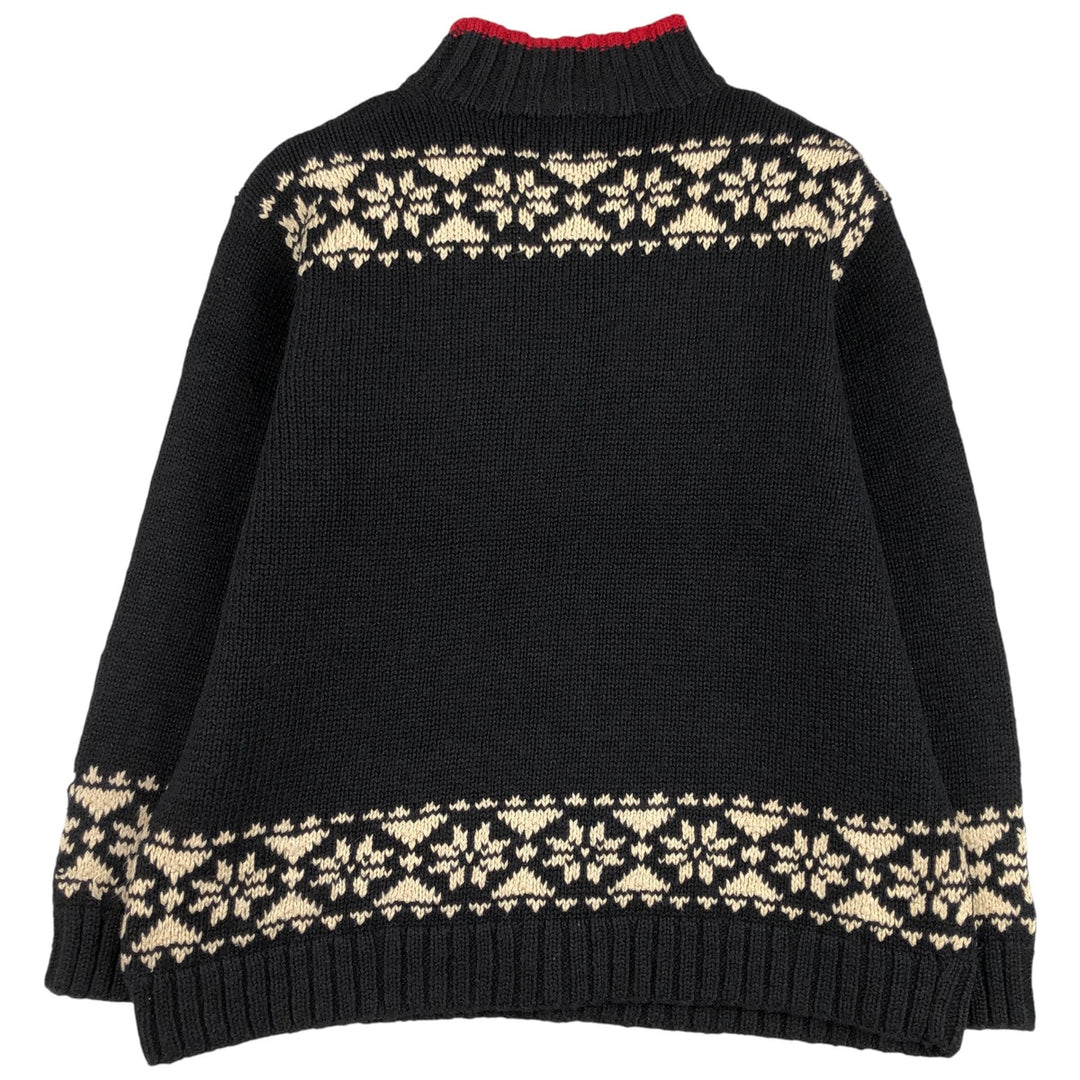 Ralph Lauren PETITE Nordic Pattern Snow Pattern High-Neck Linen and Cotton Knit Sweater, Men's Size M linen black type Vintage Second Hand