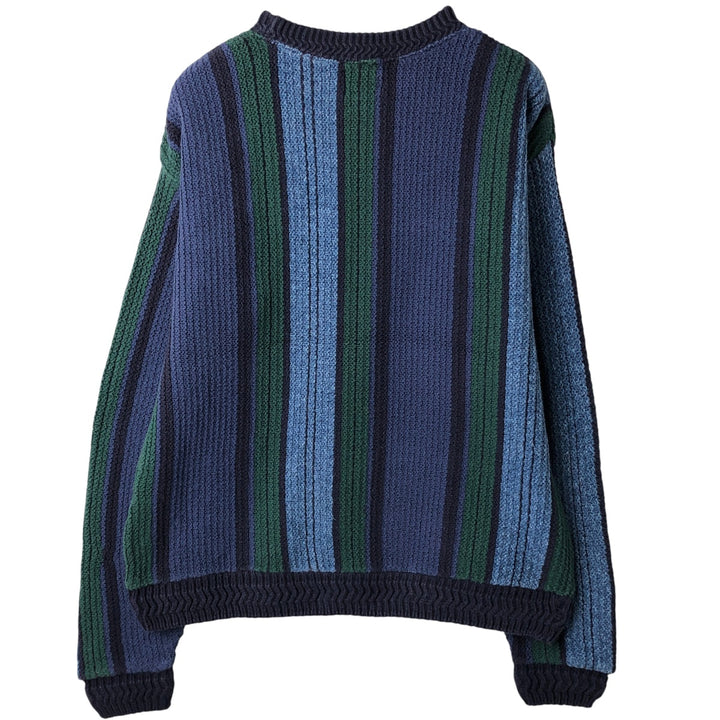 Vintage 1980'S Ralph Lauren Chaps striped cotton knit sweater, made in the USA, size M. cotton navy blue type Vintage Second Hand
