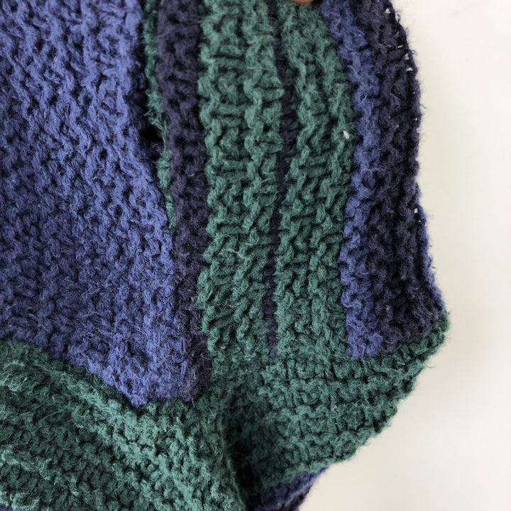 Vintage 1980'S Ralph Lauren Chaps striped cotton knit sweater, made in the USA, size M. cotton navy blue type Vintage Second Hand