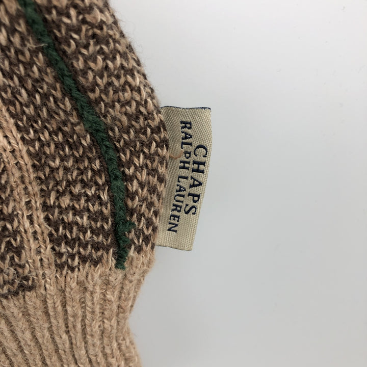 Ralph Lauren CHAPS Check Pattern Cotton and Linen Knit Sweater, Men's Size XL linen brown type Vintage Second Hand