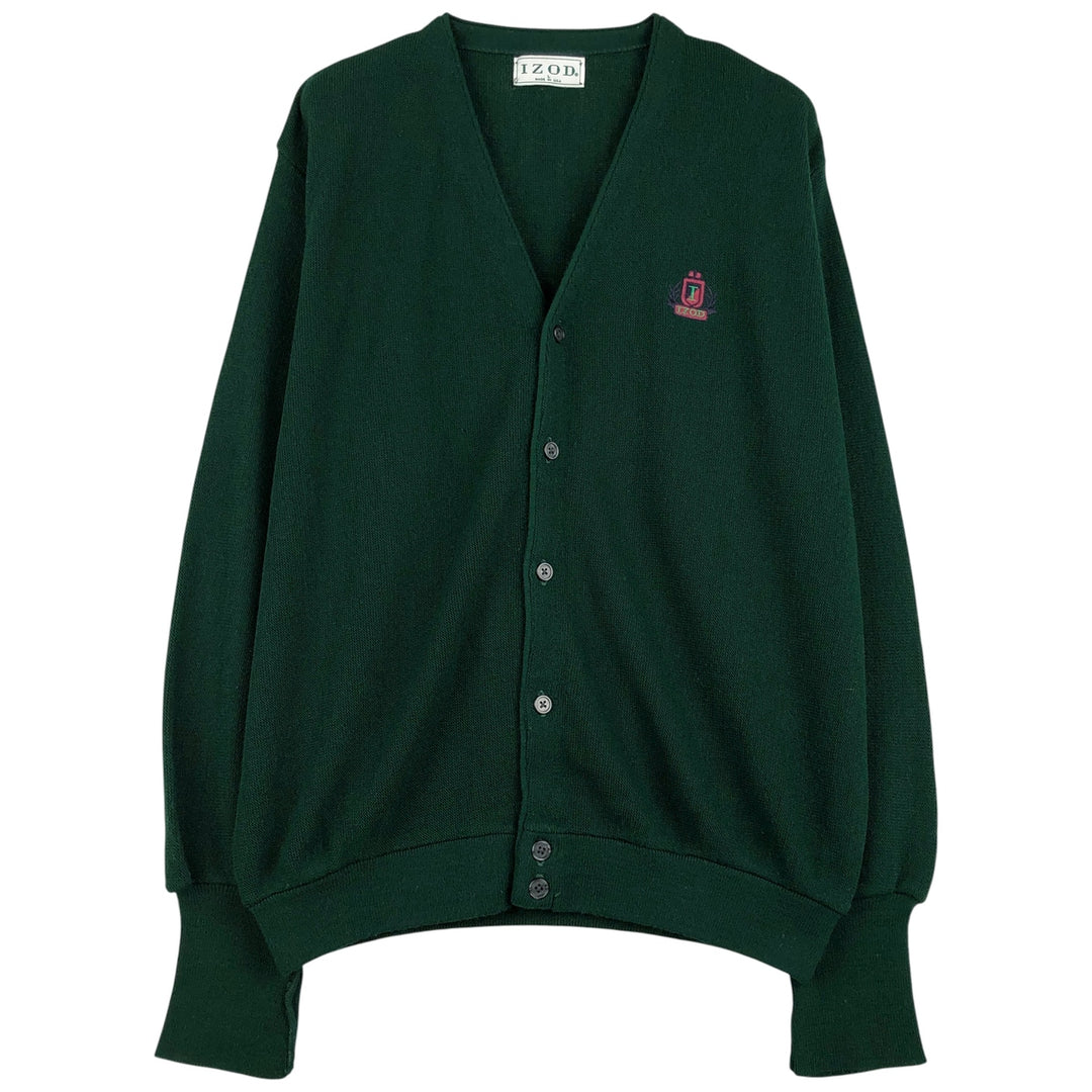 90'S IZOD acrylic knit cardigan, made in the USA, men's size L, vintage acrylic green type Vintage Second Hand