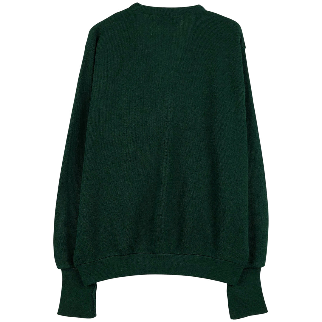 90'S IZOD acrylic knit cardigan, made in the USA, men's size L, vintage acrylic green type Vintage Second Hand