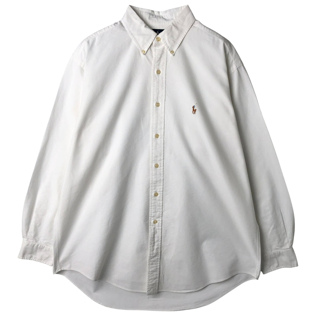 Ralph Lauren YARMOUTH long sleeve button down shirt, men's size L cotton white type Vintage Second Hand