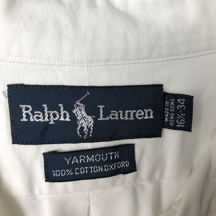 Ralph Lauren YARMOUTH long sleeve button down shirt, men's size L cotton white type Vintage Second Hand