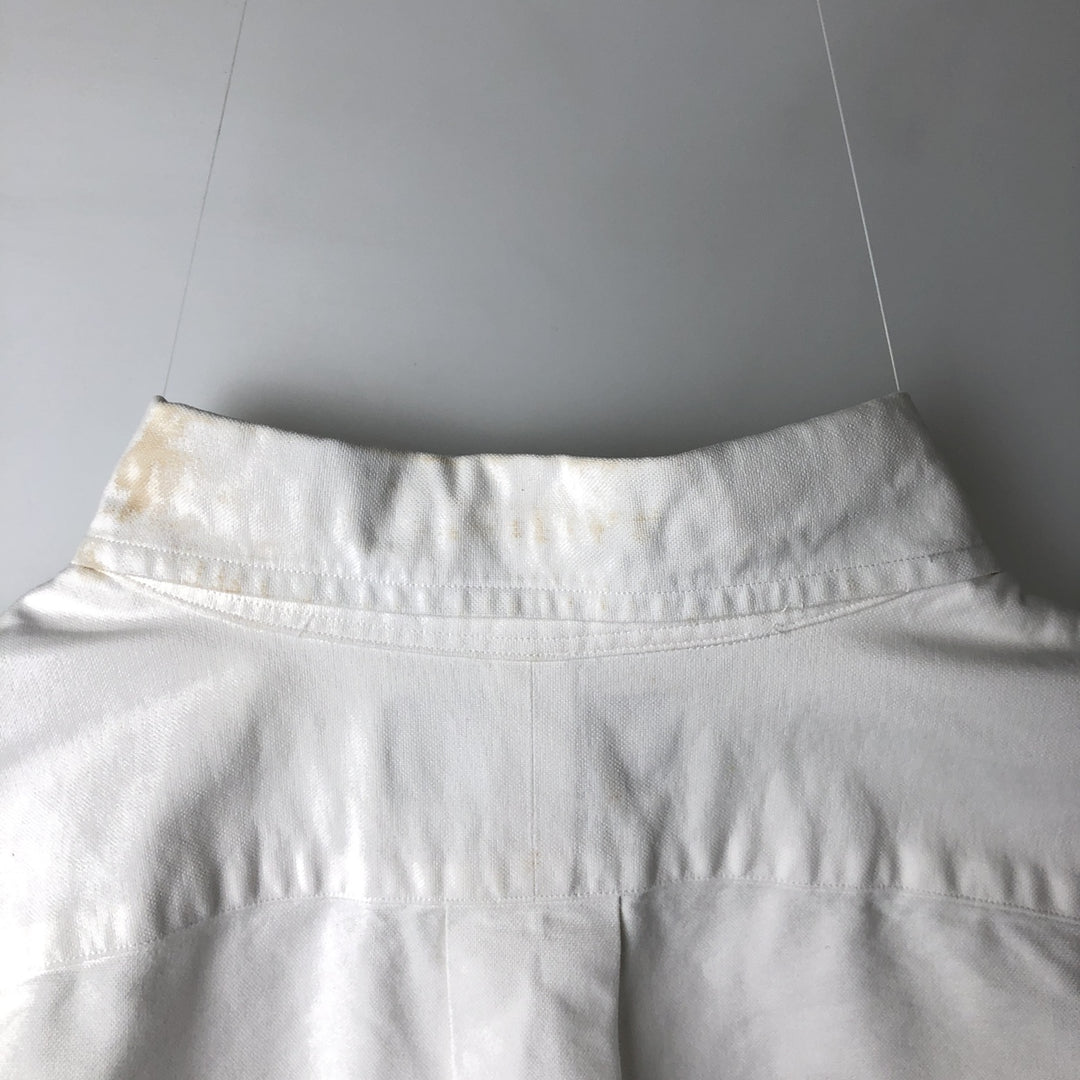 Ralph Lauren YARMOUTH long sleeve button down shirt, men's size L cotton white type Vintage Second Hand