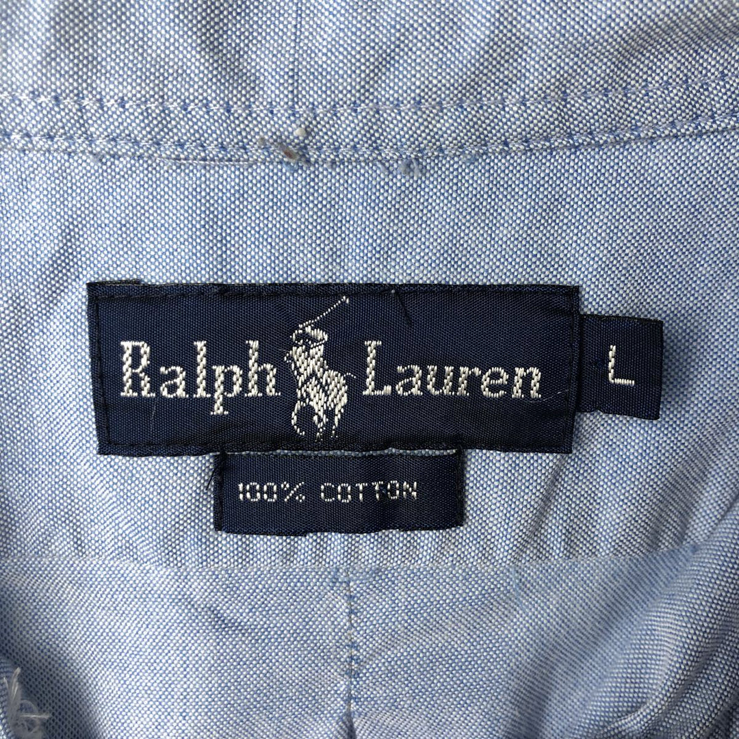 Ralph Lauren long sleeve button down shirt, men's size L cotton Navy blue Vintage Second Hand