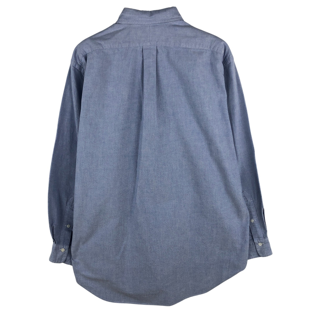 Ralph Lauren Polo Bear long-sleeved button-down shirt, men's size M cotton Blue type light blue Vintage Second Hand