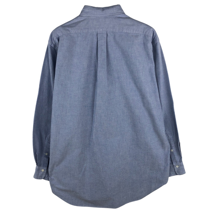 Ralph Lauren Polo Bear long-sleeved button-down shirt, men's size M cotton Blue type light blue Vintage Second Hand