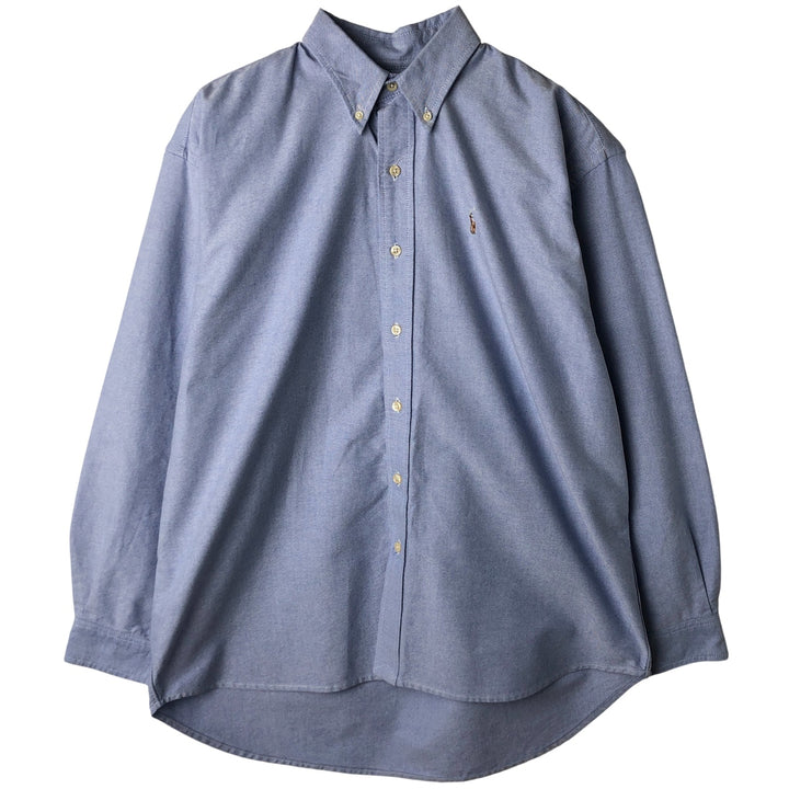 Ralph Lauren YARMOUTH long sleeve button down shirt, men's size L cotton Navy blue Vintage Second Hand