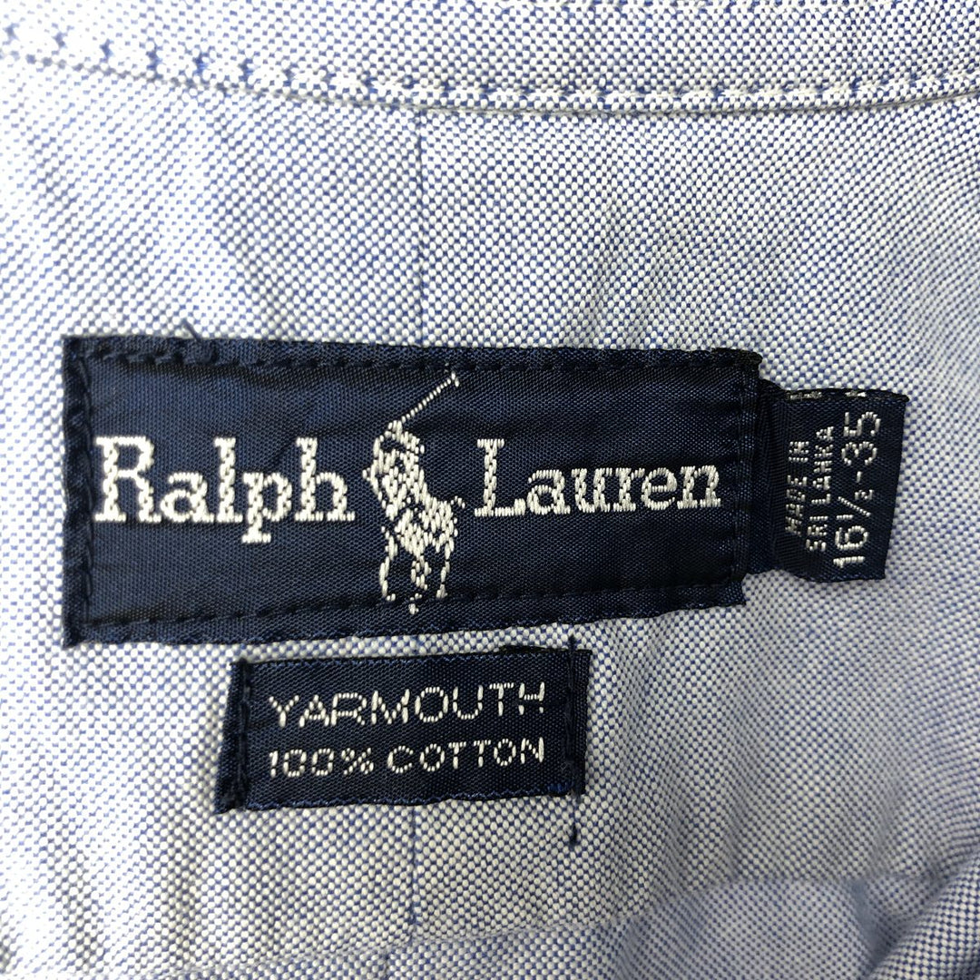 Ralph Lauren YARMOUTH long sleeve button down shirt, men's size L cotton Navy blue Vintage Second Hand