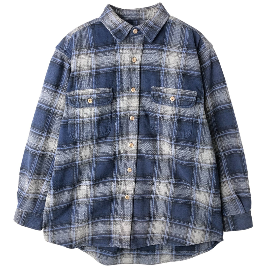Field and Stream FIELD AND STREAM Ombre Check Long Sleeve Heavy Flannel Check Shirt Men's Size L cotton blue type Vintage Second Hand