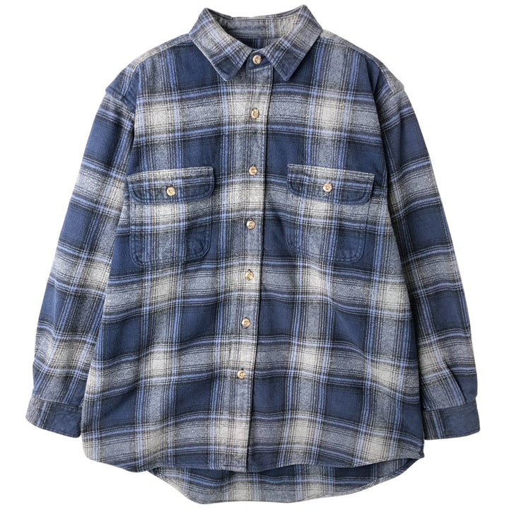 Field and Stream FIELD AND STREAM Ombre Check Long Sleeve Heavy Flannel Check Shirt Men's Size L cotton blue type Vintage Second Hand