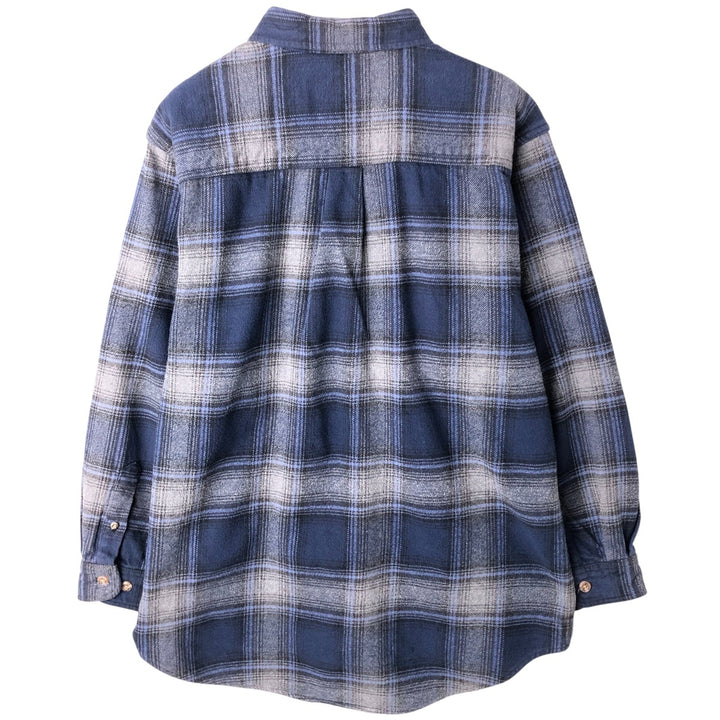 Field and Stream FIELD AND STREAM Ombre Check Long Sleeve Heavy Flannel Check Shirt Men's Size L cotton blue type Vintage Second Hand
