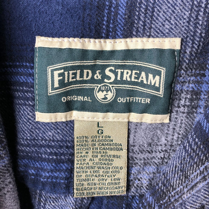 Field and Stream FIELD AND STREAM Ombre Check Long Sleeve Heavy Flannel Check Shirt Men's Size L cotton blue type Vintage Second Hand