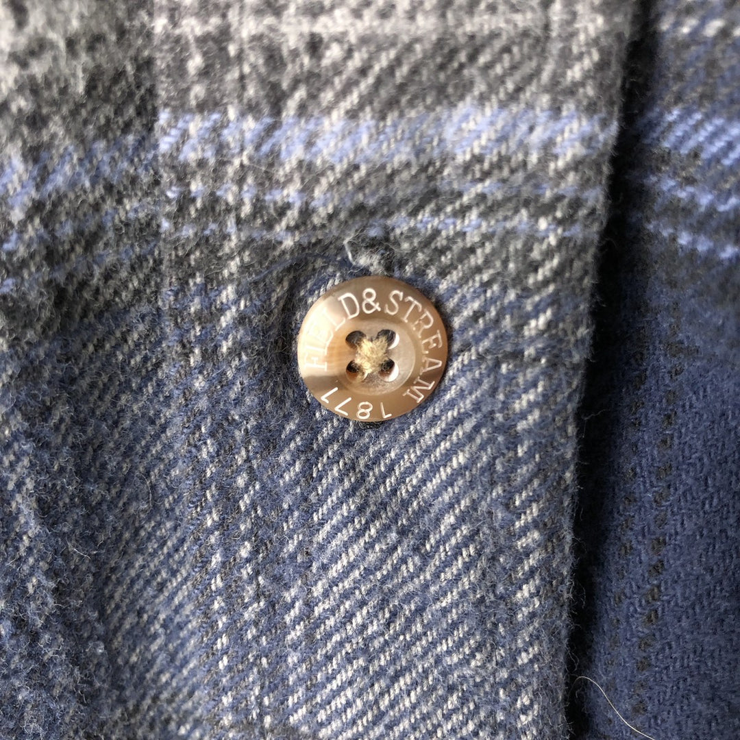 Field and Stream FIELD AND STREAM Ombre Check Long Sleeve Heavy Flannel Check Shirt Men's Size L cotton blue type Vintage Second Hand