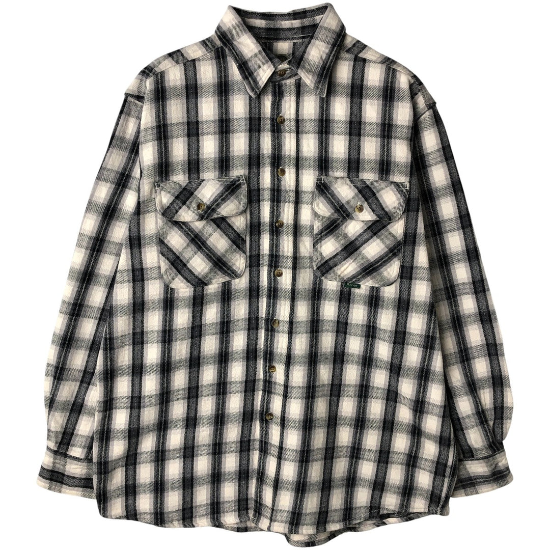 Berne Apparel Long Sleeve Flannel Check Shirt, Men's Size L cotton white type Vintage Second Hand