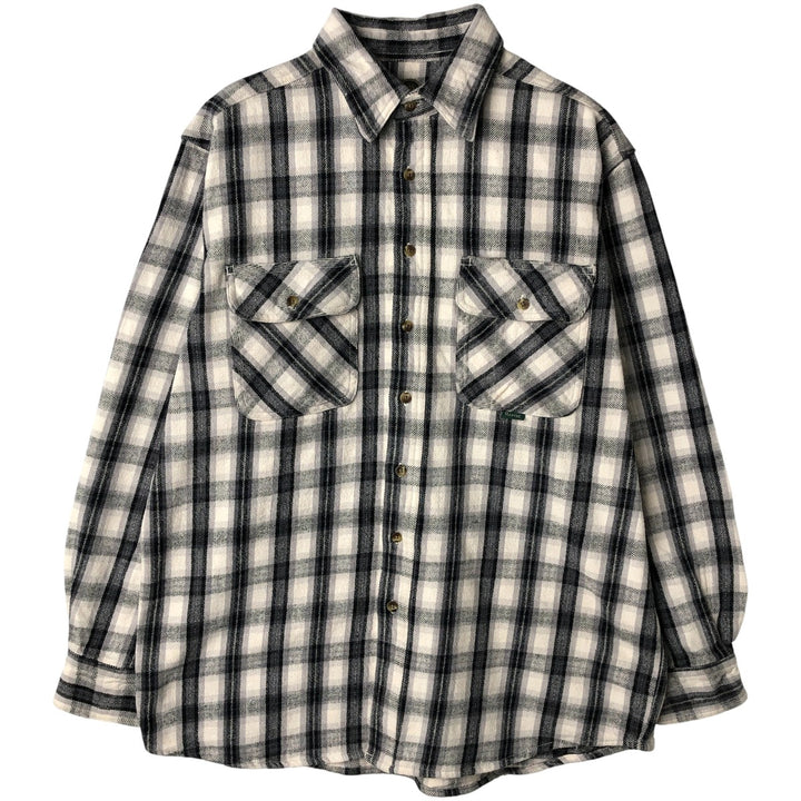 Berne Apparel Long Sleeve Flannel Check Shirt, Men's Size L cotton white type Vintage Second Hand