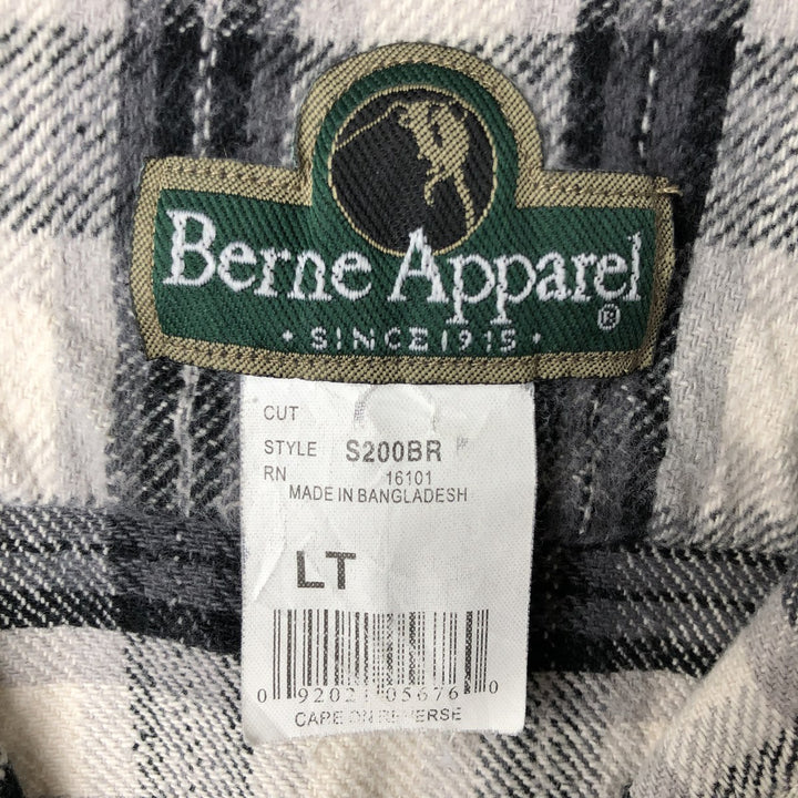 Berne Apparel Long Sleeve Flannel Check Shirt, Men's Size L cotton white type Vintage Second Hand