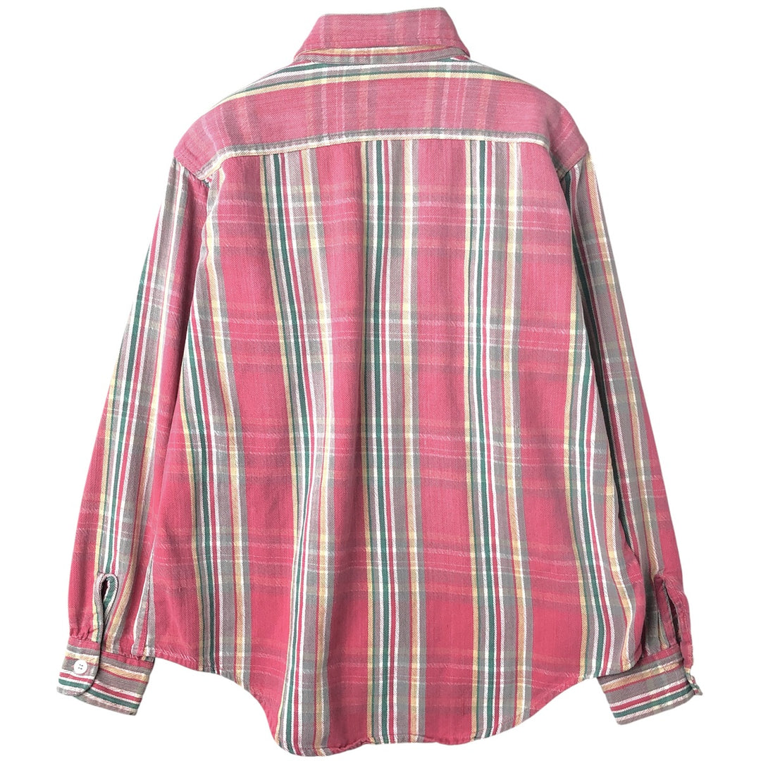 1970'S Montgomery Ward Vintage Lightflannel Check Shirt, Men's Size L cotton pink type Vintage Second Hand