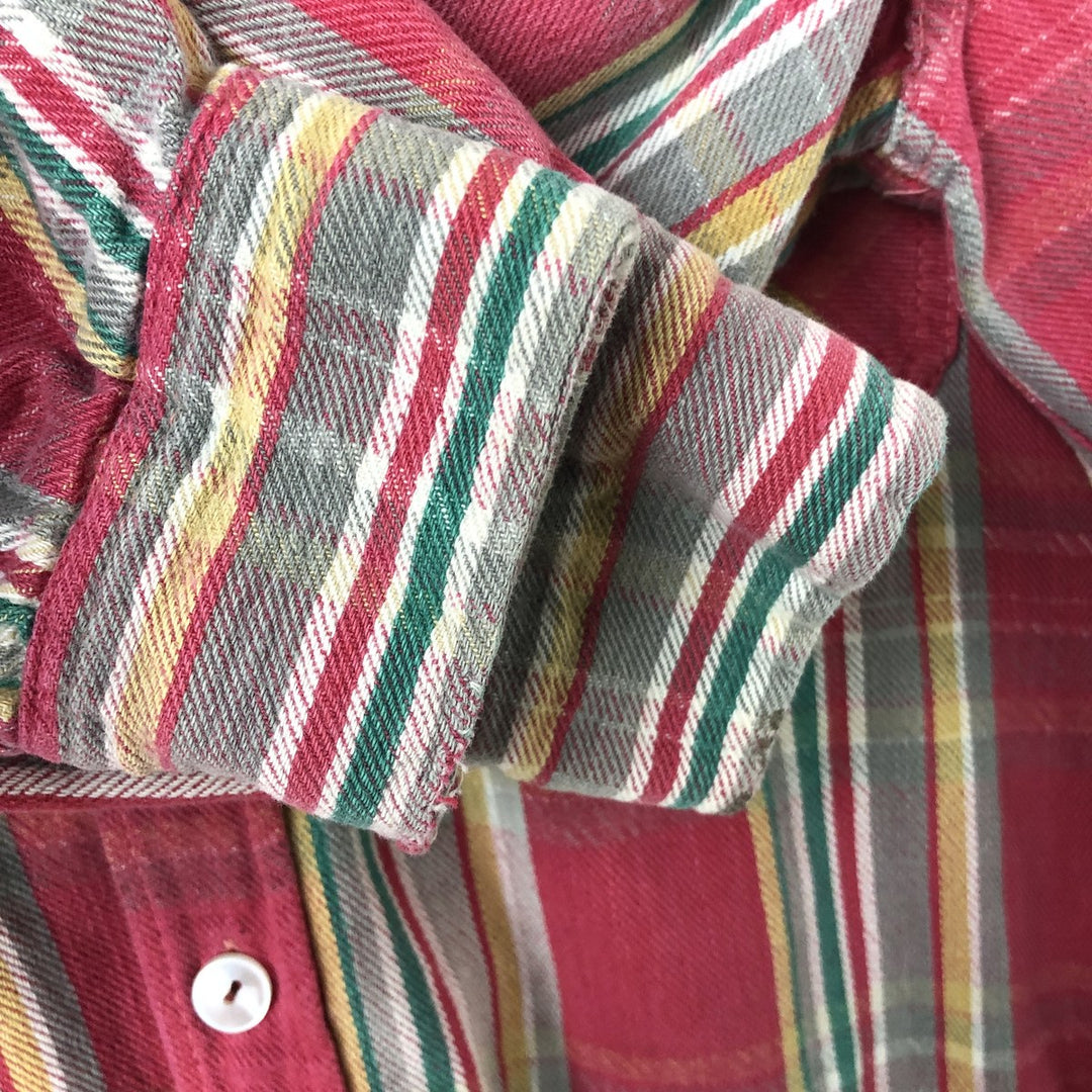 1970'S Montgomery Ward Vintage Lightflannel Check Shirt, Men's Size L cotton pink type Vintage Second Hand