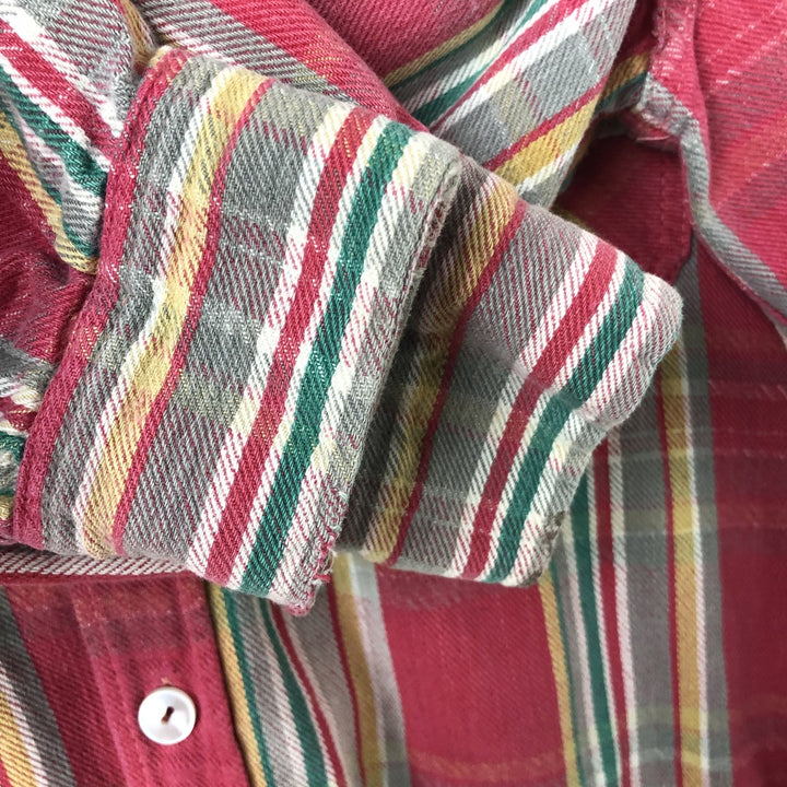1970'S Montgomery Ward Vintage Lightflannel Check Shirt, Men's Size L cotton pink type Vintage Second Hand