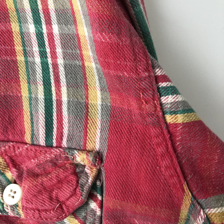 1970'S Montgomery Ward Vintage Lightflannel Check Shirt, Men's Size L cotton pink type Vintage Second Hand