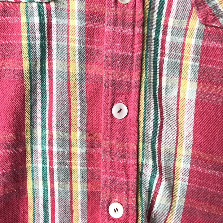 1970'S Montgomery Ward Vintage Lightflannel Check Shirt, Men's Size L cotton pink type Vintage Second Hand