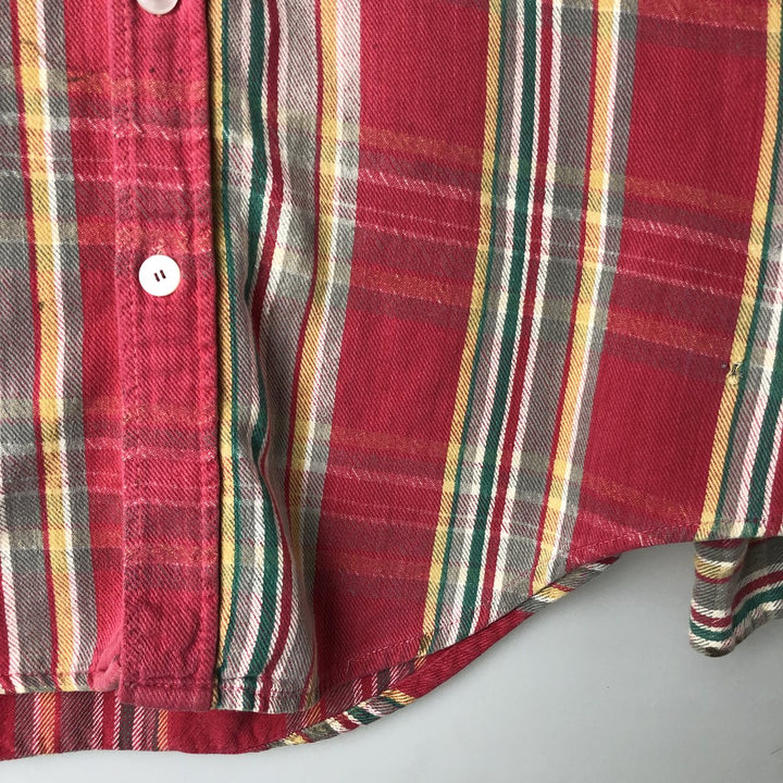 1970'S Montgomery Ward Vintage Lightflannel Check Shirt, Men's Size L cotton pink type Vintage Second Hand