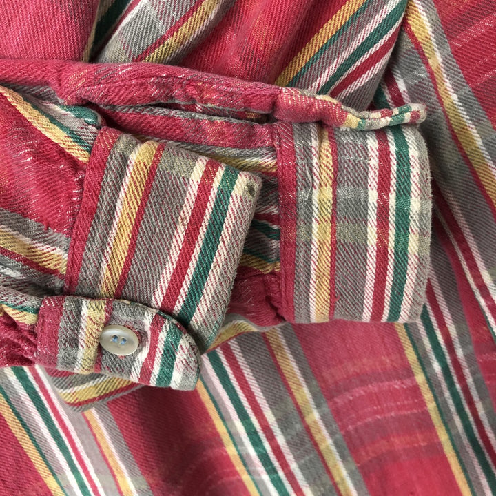 1970'S Montgomery Ward Vintage Lightflannel Check Shirt, Men's Size L cotton pink type Vintage Second Hand