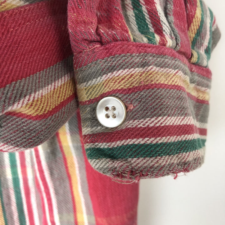 1970'S Montgomery Ward Vintage Lightflannel Check Shirt, Men's Size L cotton pink type Vintage Second Hand