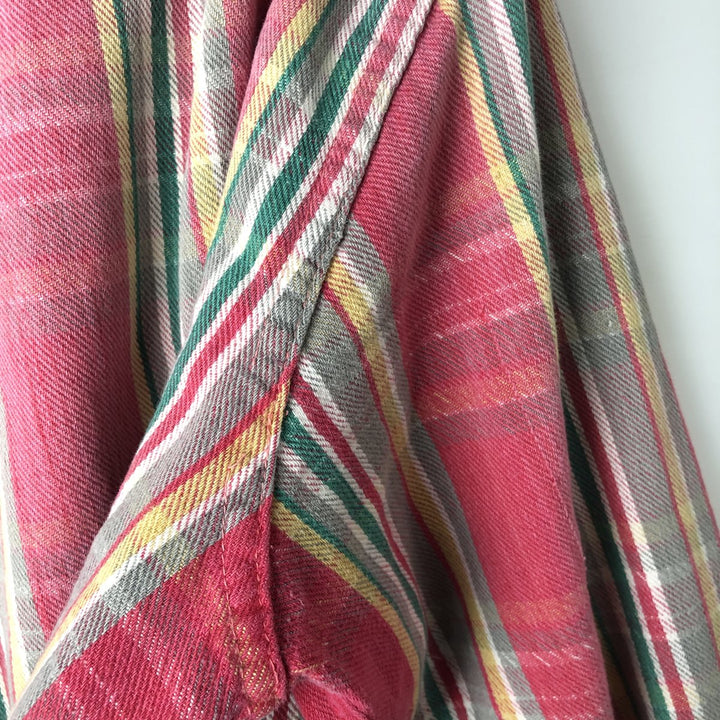1970'S Montgomery Ward Vintage Lightflannel Check Shirt, Men's Size L cotton pink type Vintage Second Hand