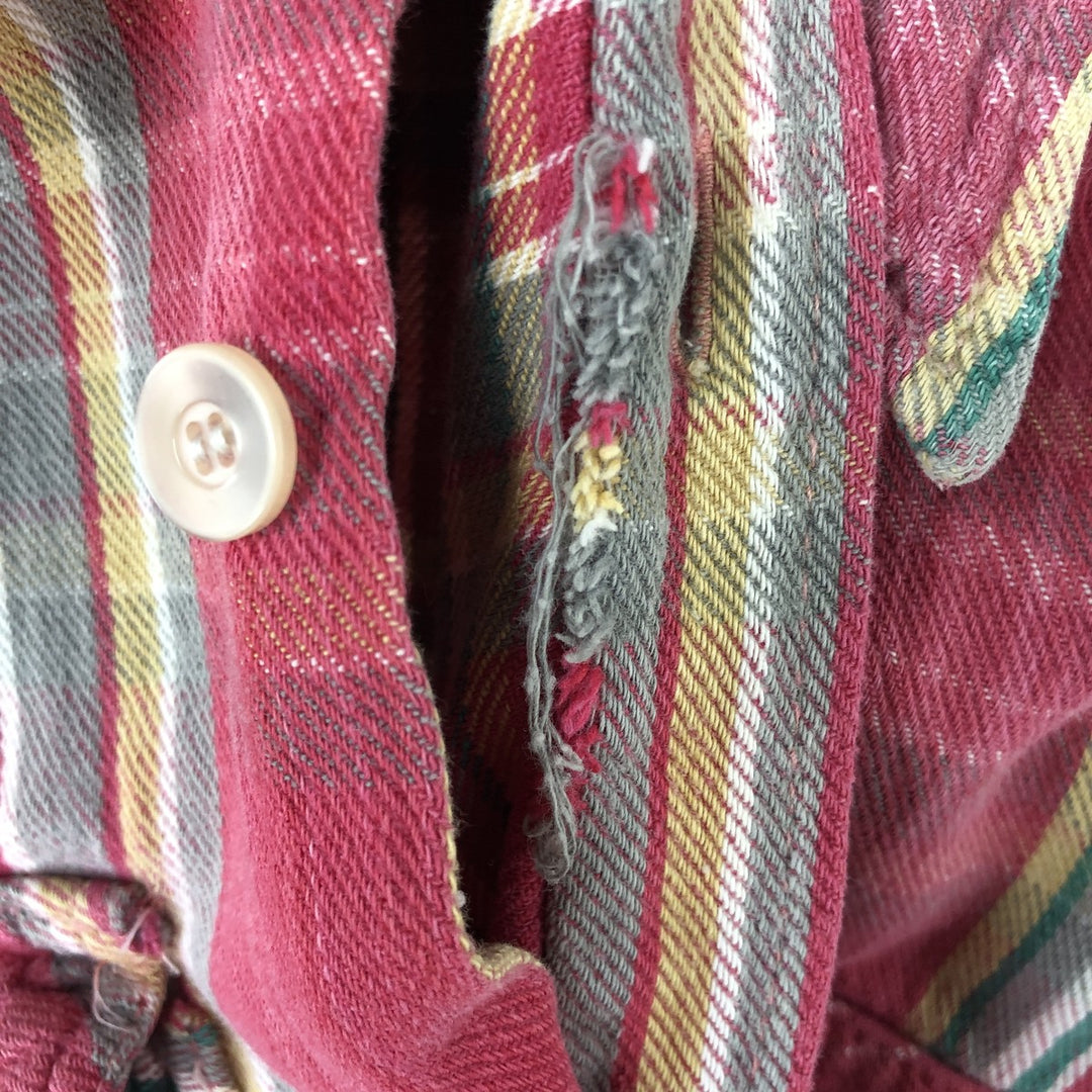 1970'S Montgomery Ward Vintage Lightflannel Check Shirt, Men's Size L cotton pink type Vintage Second Hand