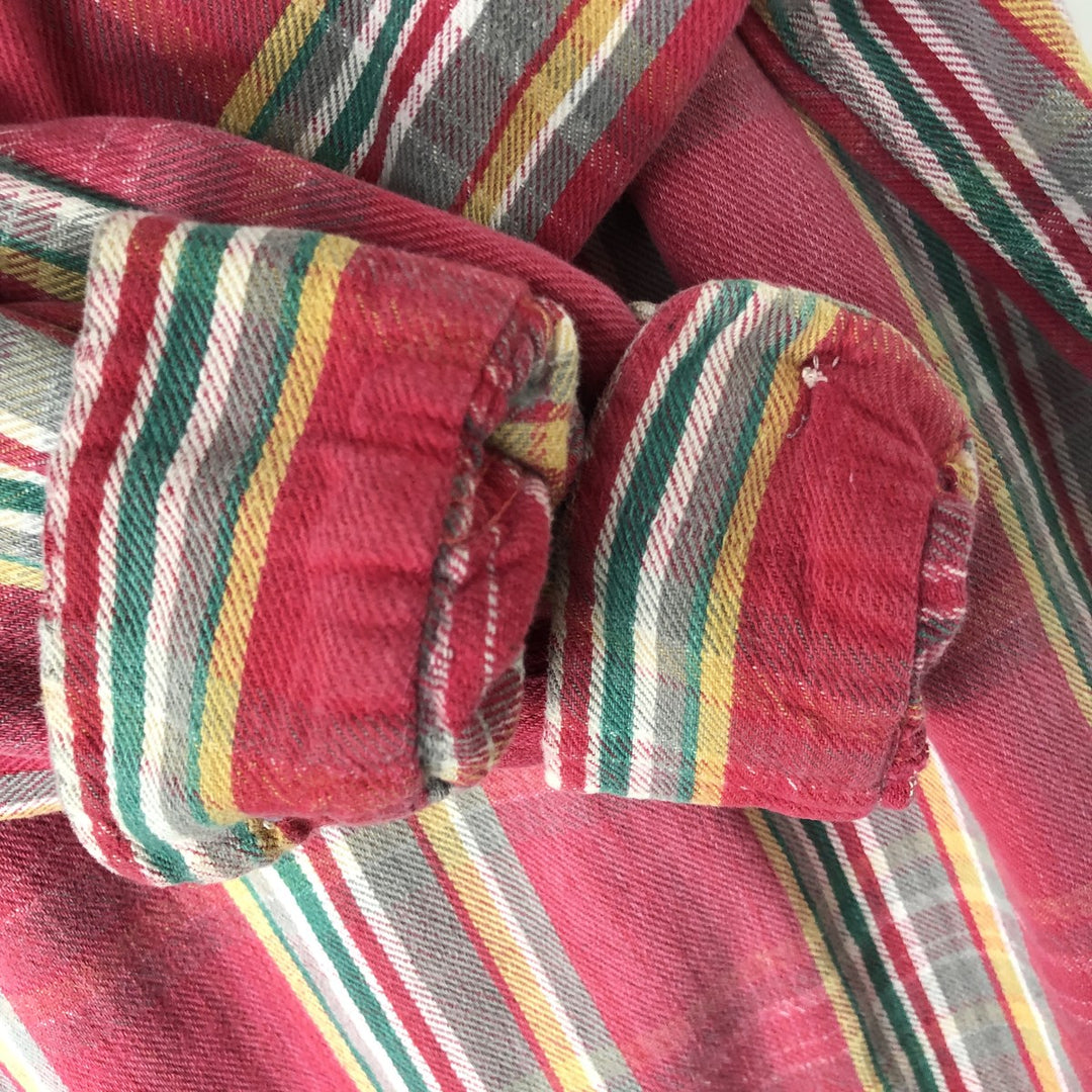1970'S Montgomery Ward Vintage Lightflannel Check Shirt, Men's Size L cotton pink type Vintage Second Hand