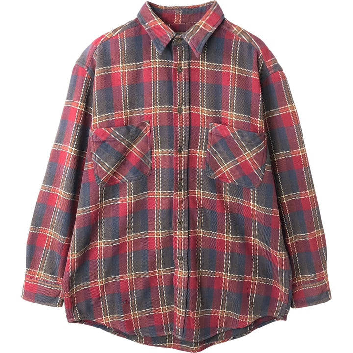 90s-00'S Vintage St. John's Bay Long Sleeve Flannel Check Shirt, Men's Size L cotton wine-red Vintage Second Hand