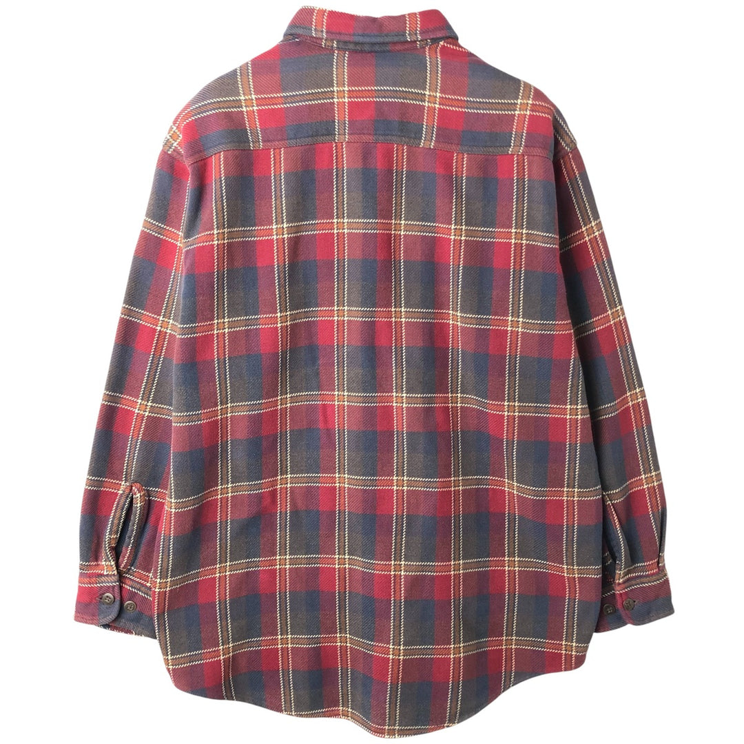 90s-00'S Vintage St. John's Bay Long Sleeve Flannel Check Shirt, Men's Size L cotton wine-red Vintage Second Hand